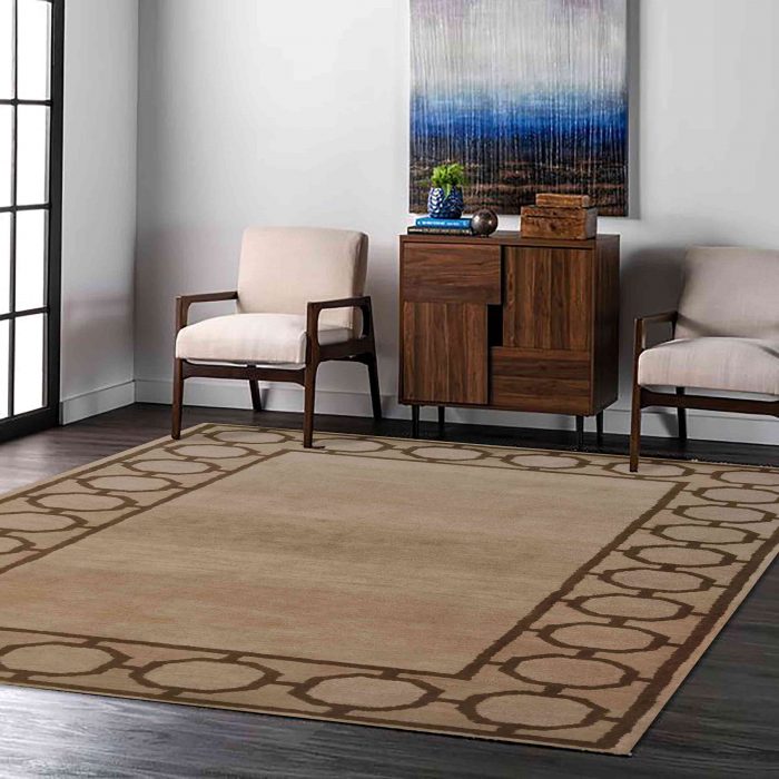 Beige Handtufted woollen carpet