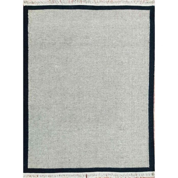 Handmade flatweave dhurrie- black borderby home decor centro