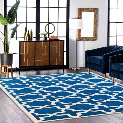 Handtufted Carpet blue and white