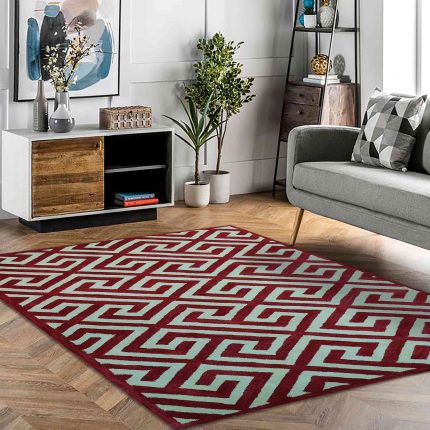 Red- white modern design handtufted woollen carpet by home decor centro