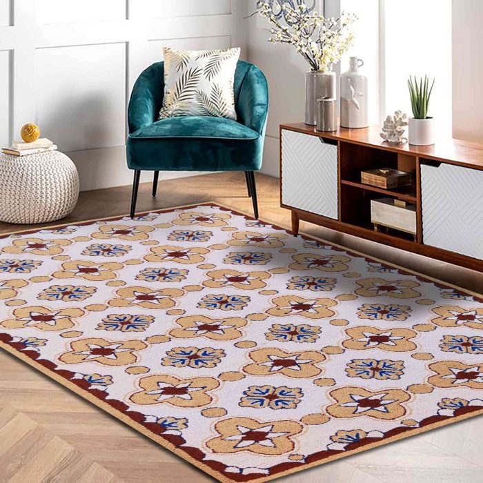 Handmade Woollen floral Carpet by home decor centro