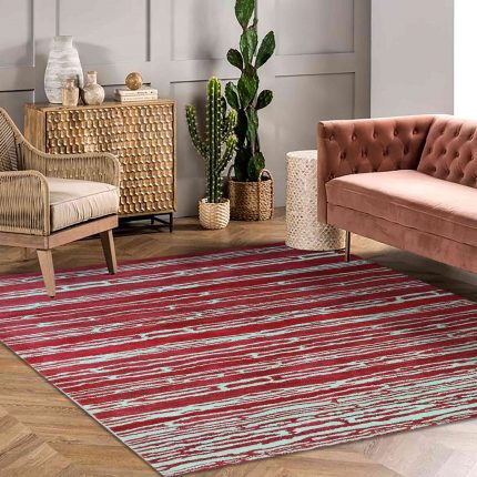Red Handtufted woollen carpet