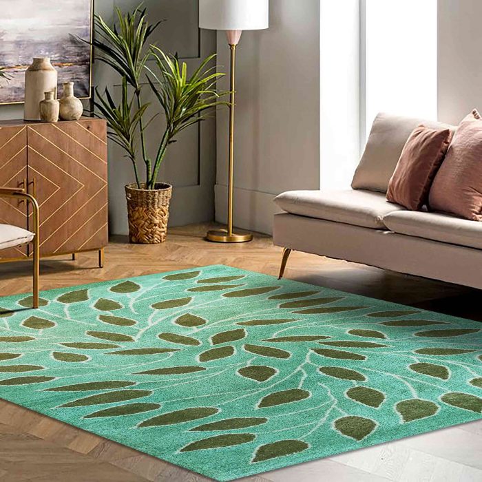 leaf pattern handtufted woollen carpet