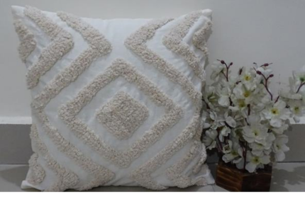 Off white tufted designer cushion
